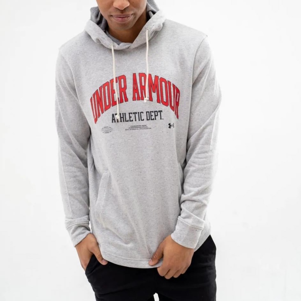Under Armour Light Gray Hoodie with Red Logo